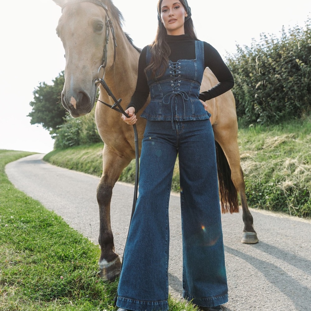 Reformation Women's Blue Wide-Leg Jeans